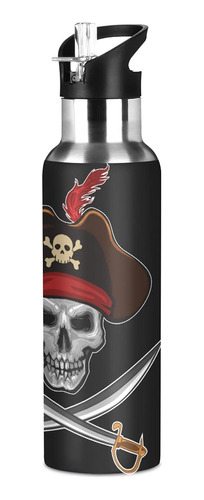 Botella Agua Pirata Skull Cool Coffee Thermo Acero 20