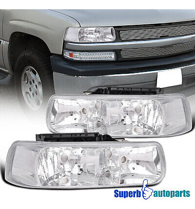 Fits 2000-2006 Chevy Suburban Tahoe Crystal Clear Headli Aai