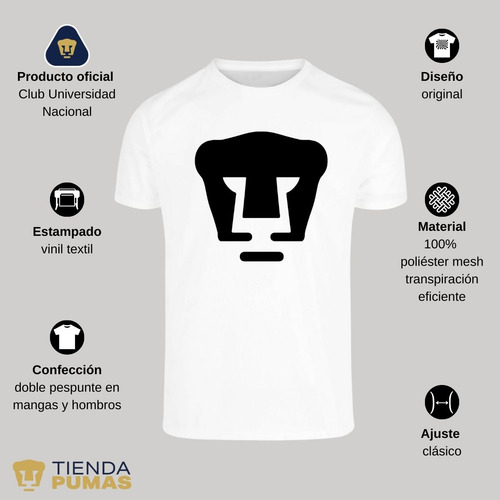 Jersey Playera Fútbol Dryfit Pumas Unam Hombre Logo Monocrom