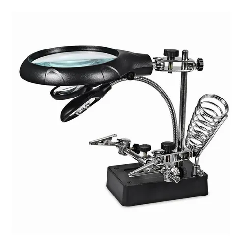 Lupa De Mesa 220v Con Pinzas Soporte Y Luz Led Rey Ofertas