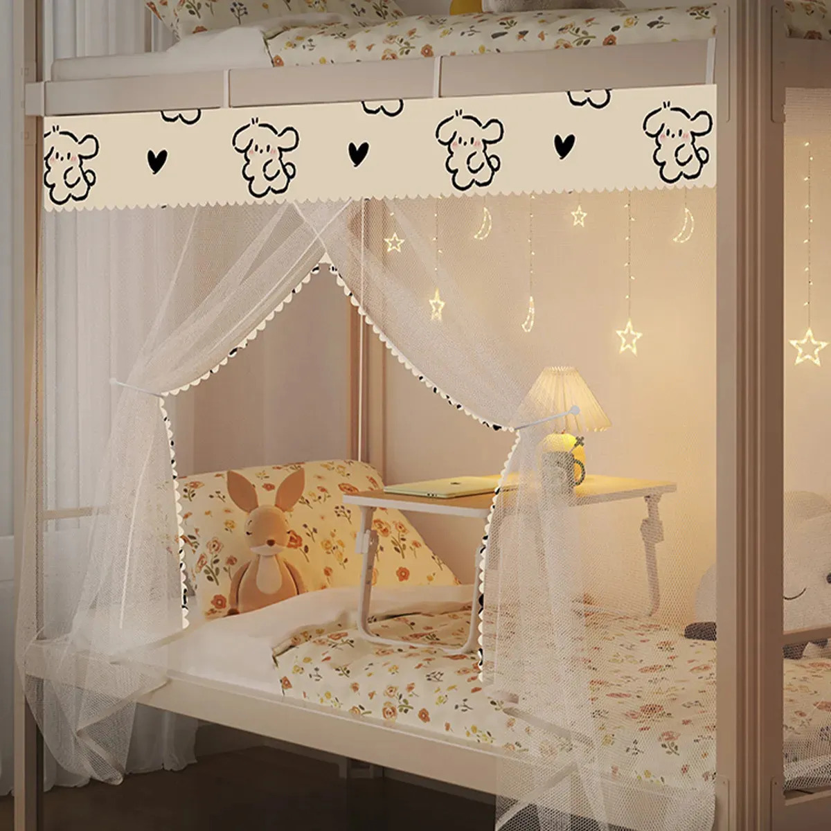 Mosquiteiro Para Cama De Solteiro Portatil 1.2*1.6m |ohté Cor Cachorro De Amor Adequado para beliches