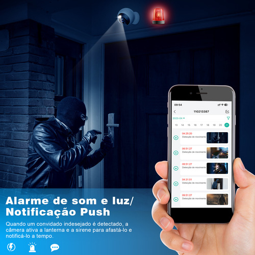 Câmera De Segurança Externa Wifi Com Montagem Magnética 2k Sem Fio Para Ambientes Camera Interna Com Detecção De Movimento Por Ia, Microsd 32gb/armazenamento Em Nuvem, Visão Noturna Colorida, Branco