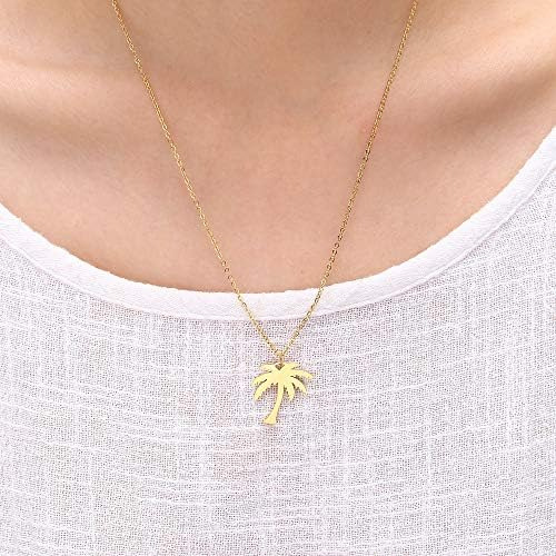 Colar Com Pingente De Praia De Palmeira Tropical De Aço Ino