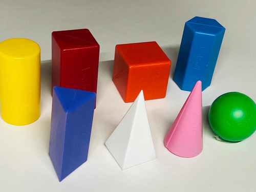 Figuras Geométricas Volumen Plástico Primaria Educativo C/8