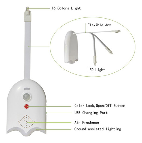 Luces De Inodoro Detección De Movimiento 16 Cambio Sensor