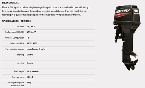 Imagen 3 de 7 de Mercury 40 Hp Elo Super 2t