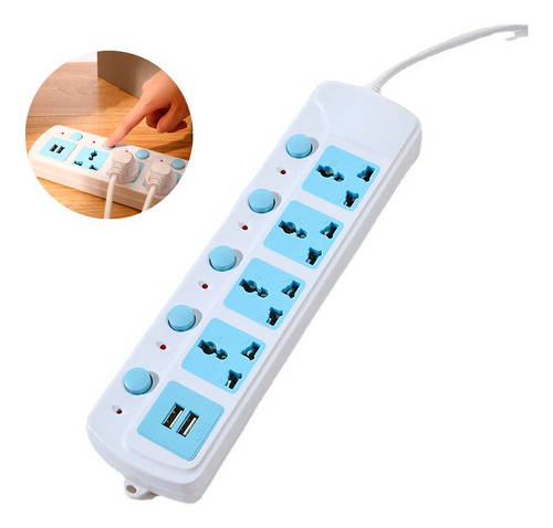 Barra Multicontactos Universal Estacion Carga 4 Tomas 2 Usb