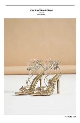 Sandalias De Tacón Alto Con Tiras De Verano Para Mujer