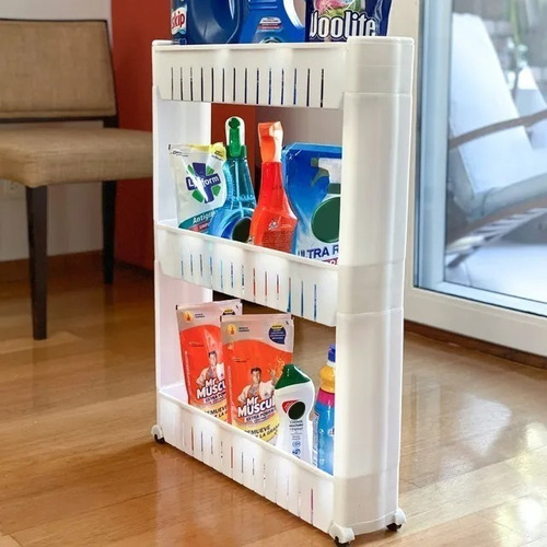 Carro Organizador Slim X 3 Canastos Con Ruedas Colombraro Color Blanco