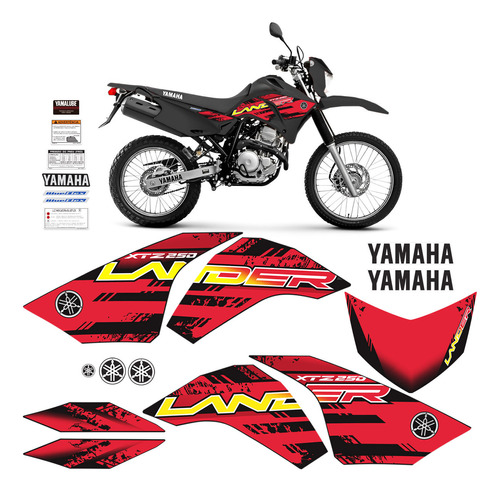 Adesivo Para Yamaha Lander Xtz 250 18/19 Moto Vermelha/preta