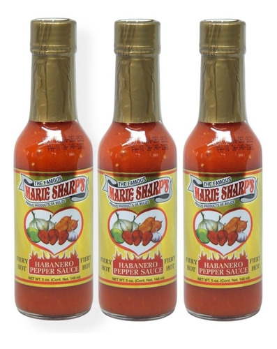 6 Salsas Marie Sharp's Fiery Hot De 148 Ml, Envío Gratis