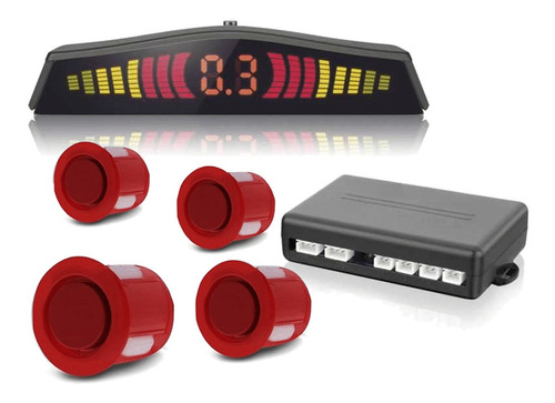 Sensor Estacionamento Ré 4 Pontos Display Sinal Sonoro Cores Cor Vermelho