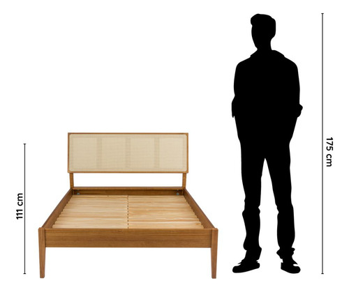 Cama De Casal Com Palha Natural Viena Artemobili Cor Mel