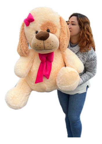 Perro De Peluche Grande De 1 Metro +moño De Regalo 