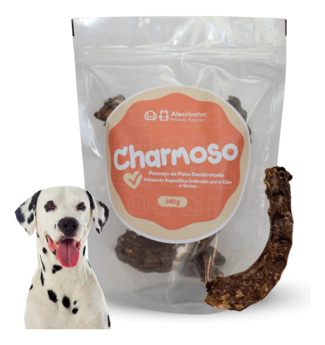 Petisco Natural Para Pet Cães Charmoso Pescoço De Pato 140gr