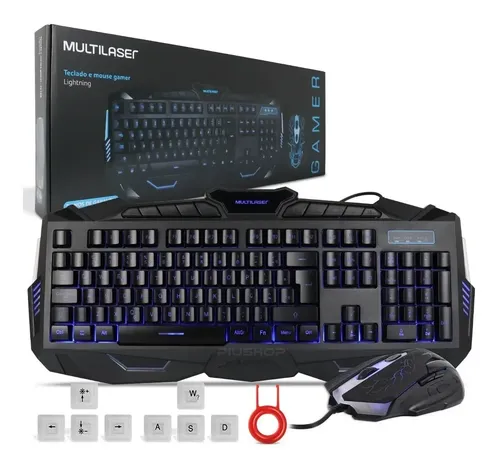 Kit De Teclado E Mouse Gamer Multilaser Tc195 Com Luz Led