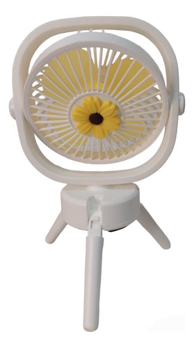 Mini Ventilador Escritorio Recargable Flor Luces Portátil