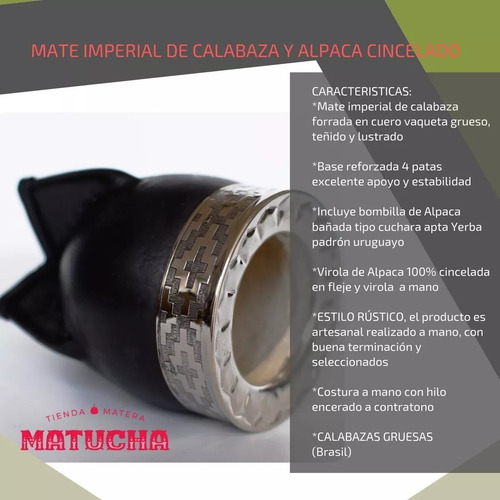 Mate Imperial Alpaca Premium Bombilla Pico De Loro Alpaca
