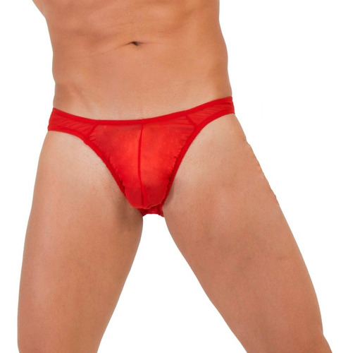 Ropa Interior Hombre Sexy Bikini En Malla Fina Transparente Negro O Rojo Lenceria Priscila Unitalla  Ta26