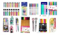 Comprar Paquete Papelería Plumines Plumas Marcadores Y Mas