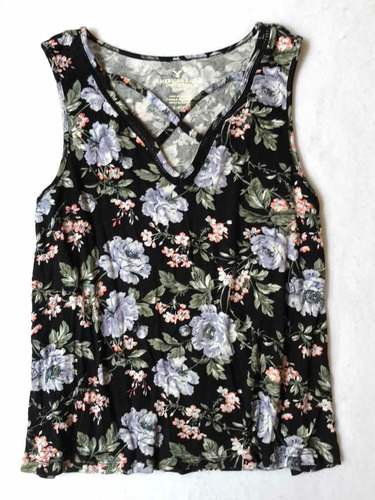 Blusa American Eagle Negra De Flores