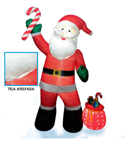 Figura Navideña Inflable Santa Caramelo Felpa 2.4m Ml9179