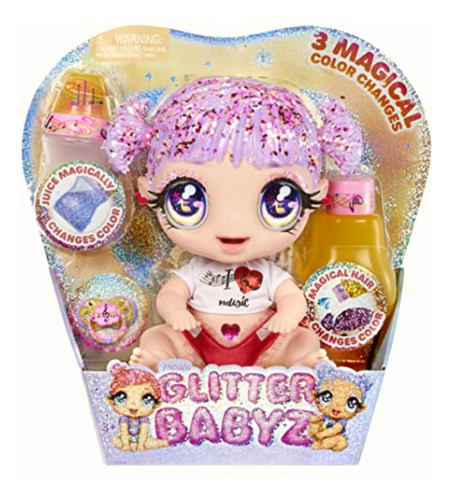 Glitter Babyz Mga's Melody Highnote Muñeca Con 3 Mágicos