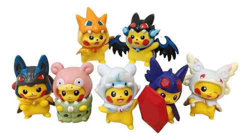 Set Figuras Pikachu Disfraz 8cm X 7 - Pokemon