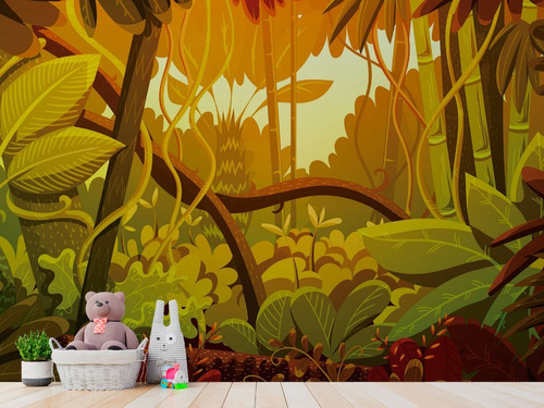 Papel Parede Infantil Baby Floresta Encantada Paisagem Novas