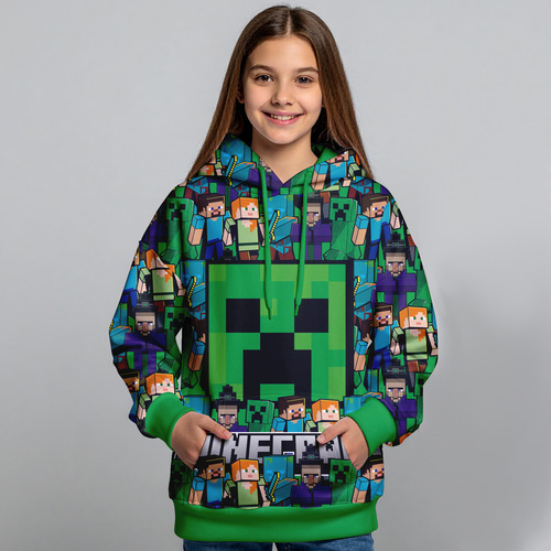 Sudadera Creeper Minecraft 08 Pelicula Infantil Unisex