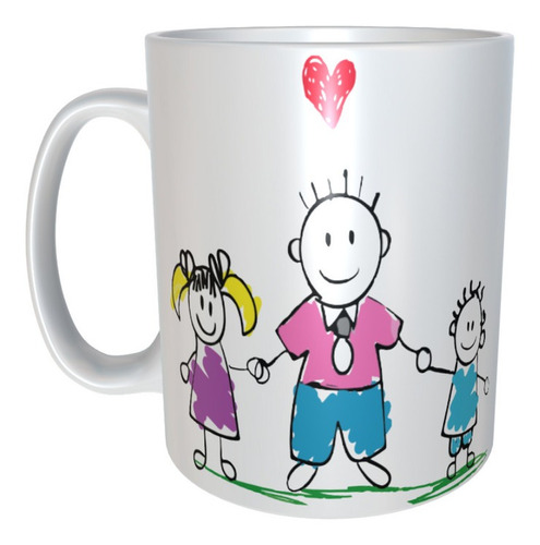 Taza Regalo Dia Del Padre Happy Day Dibujo Con Hijos M30