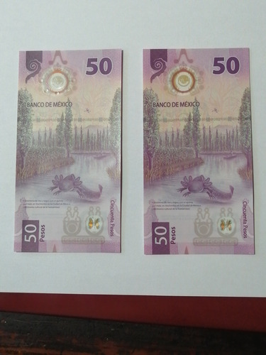 2 Billetes 50 Pesos. Ajolote. Error De Impresión. Serie Ag