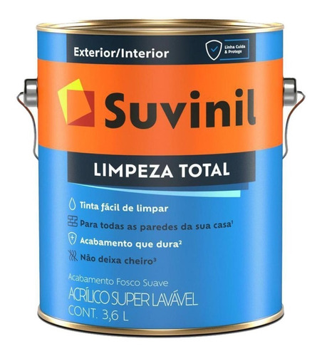 Pintura Latex 3,6l Suvinil Limpieza Total Int/ext Premium