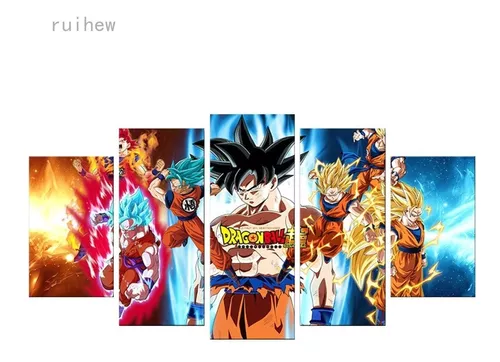 Quadro Decorativo Dragon Ball Z Goku Super Sayajin 5 Peças M20