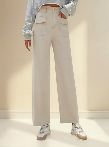 Pantalones De Traje De Color Liso, Pantalones Largos Para Mu