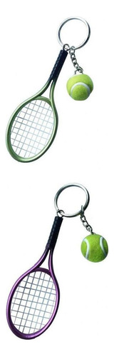 Llavero Mini Pelota De Tenis Con Raqueta Regalo Para Amantes