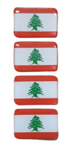 4 Bandeirinhas Resinada Libano Tarjeta Adesivo Placa $