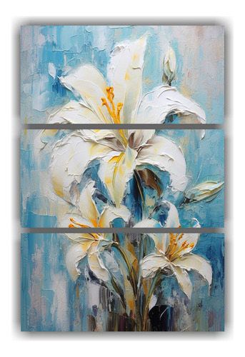 3 Canvas Bastidor Madera Forma Flores Mural 60x90cm Flores