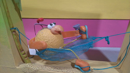 Cuadro Corporeo 3d Super Pollo Hamaca Palmera Nuevo