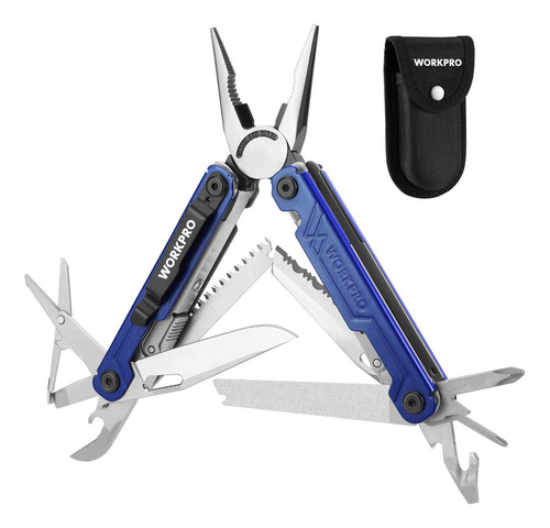 Alicates Multiherramientas Workpro 18 En 1 Con Funda Azul