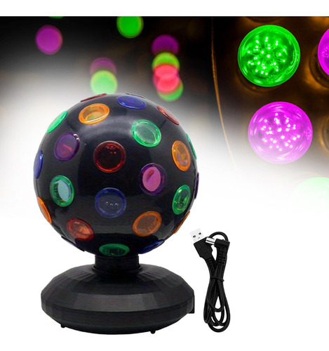 Esfera De Discoteca, Luz Led Multicolor, Diseño Compacto,