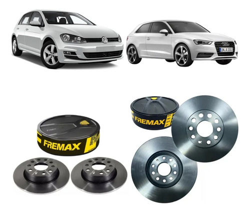 Kit Disco Freio Diant + Tras Golf 13/14 1.4 Tsi Mk7