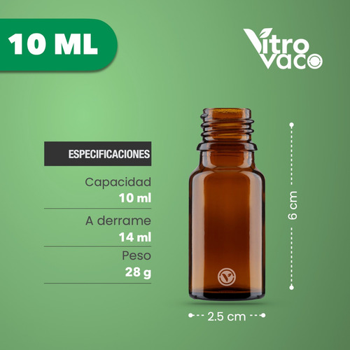 Frasco Envase Botella Vidrio Ambar 10 Ml 1 Pz Tapa Aluminio