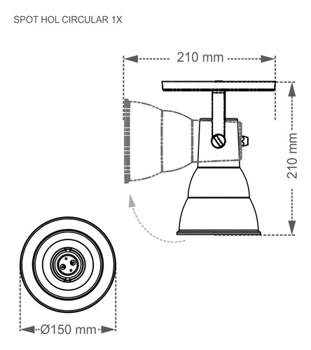 Spot De Sobrepor Hol Direcionável E27 Preto Taschibra 127/220V