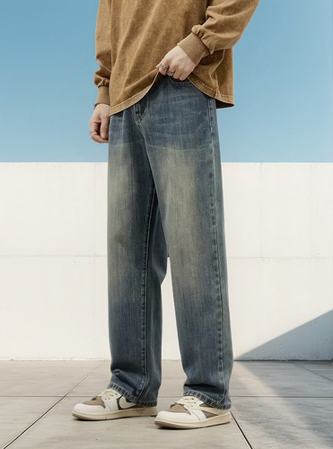 Vaqueros Holgados De Pierna Recta Para Hombre De Estilo Vint