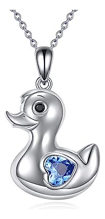 Yafeini Duck/cat/highland Cow Necklace Sterling Silver Blue