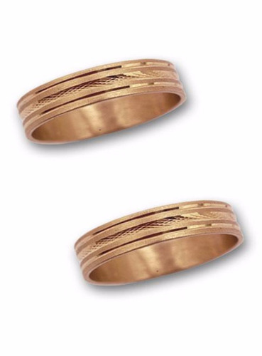 Par De Alianzas Facetadas Oro 18k Cod: 2080 Joyeria Esponda