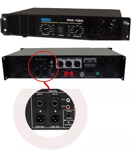 Potencia Amplificador De Audio Moon 480w Soporta 4 Bafles Color Negro Potencia De Salida Rms 240 W