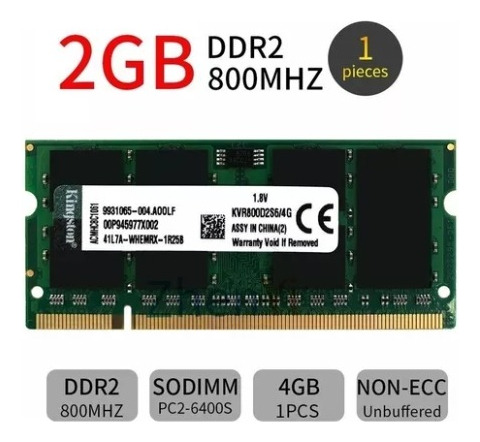 Memoria Ram Laptop 2gb Ddr2 Pc2-6400/800mhz 200 Pin Sodimm