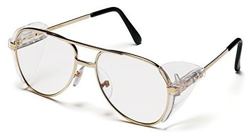 Pyramex Pathfinder Aviator Safety Glasses With Gold Frame An